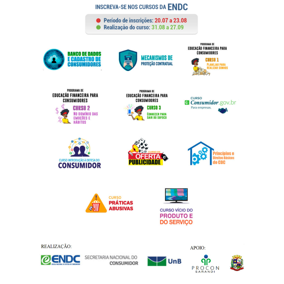 PROCON Sarandi divulga cursos da Escola Nacional de Defesa do Consumidor